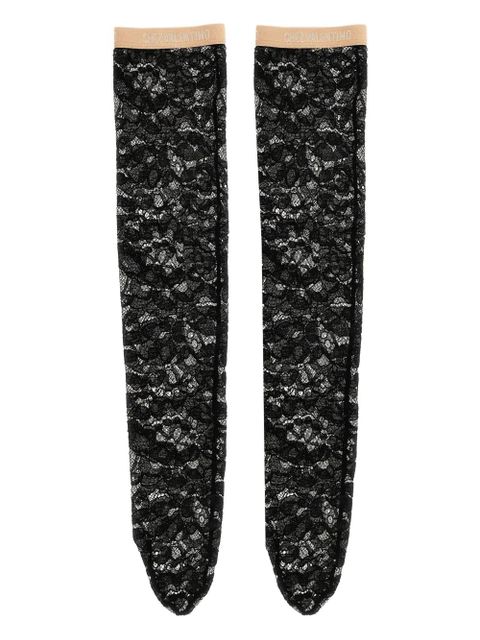 Valentino Garavani Rebordè lace logo-detail socks - Black