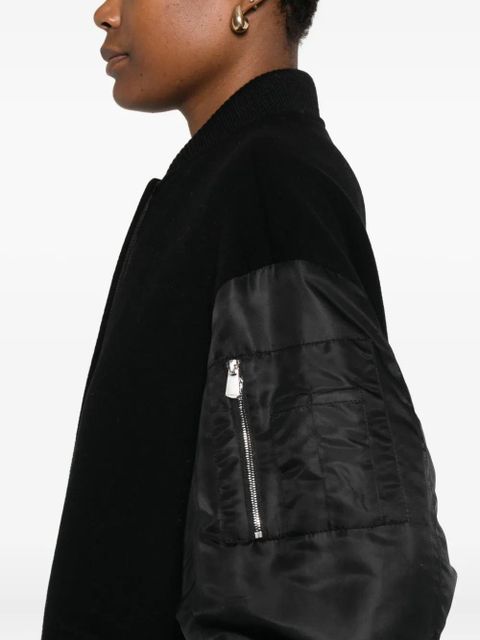 PINKO satin-sleeve wool coat - Black