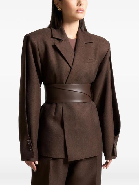 Manière De Voir Marie twist-sleeve belted blazer - Brown