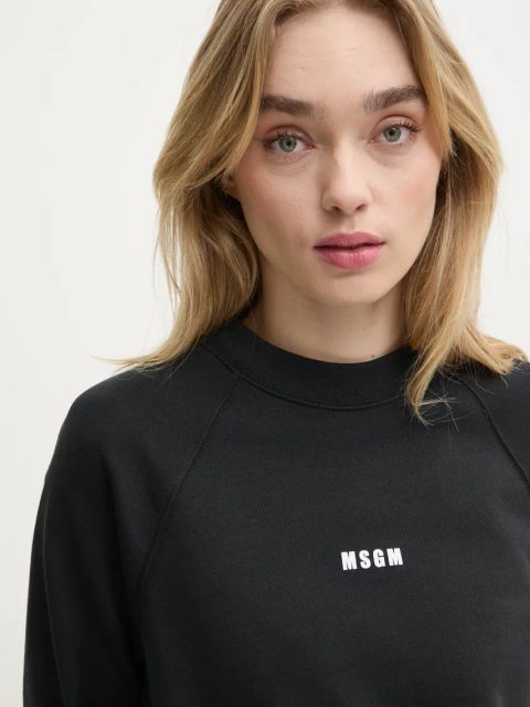 MSGM bluza bawełniana damska kolor czarny z nadrukiem 2000MDM503.300000