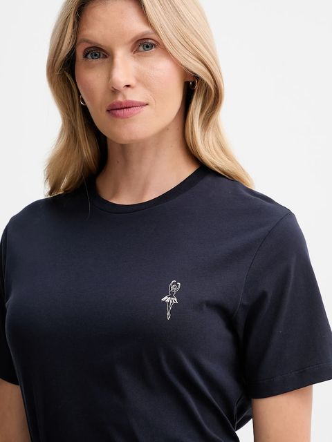 Bally t-shirt bawełniany damski kolor granatowy WJE085