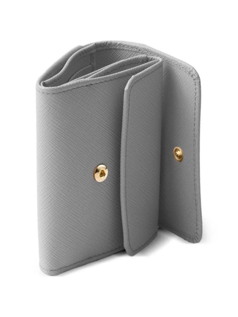 Prada logo-plaque leather wallet - Grey