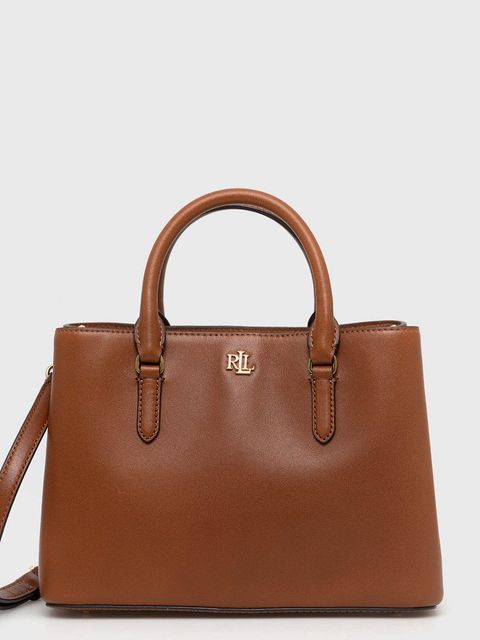 Lauren Ralph Lauren torebka skórzana 431876725005 kolor brązowy