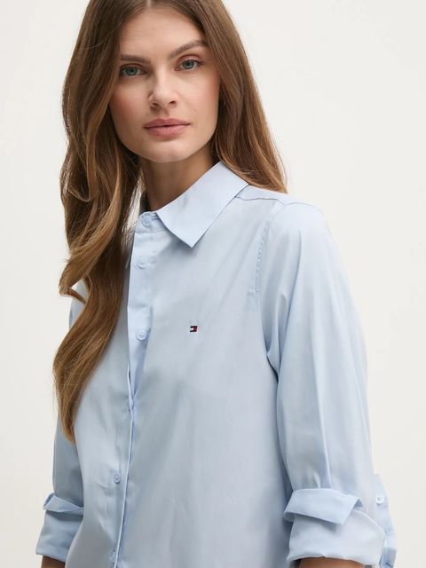 Tommy Hilfiger koszula damska kolor niebieski regular z kołnierzykiem klasycznym WW0WW44084