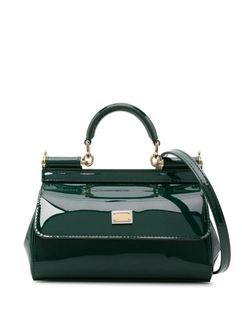 Dolce & Gabbana small Sicily patent-leather tote bag - Green - zdjęcie produktu nr 1