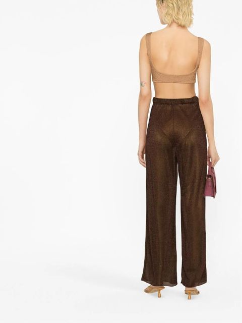 Oséree lurex-detail high-waisted trousers - Brown - zdjęcie produktu nr 2