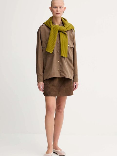 Sessun koszula damska kolor brązowy relaxed z kołnierzykiem klasycznym 25110019 - zdjęcie produktu nr 2