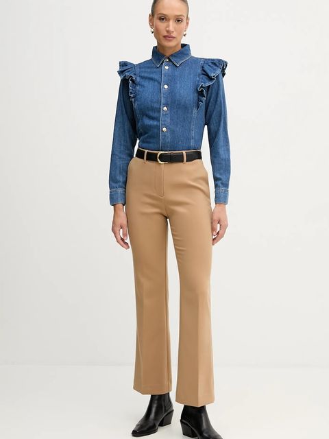 Sisley koszula bawełniana damska kolor granatowy regular z kołnierzykiem klasycznym 53GELQ09N - zdjęcie produktu nr 2