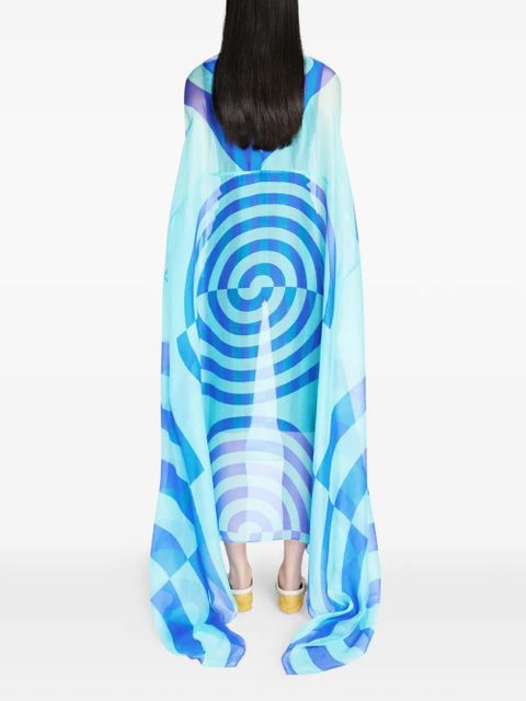 DRIES VAN NOTEN patterned cape dress - Blue