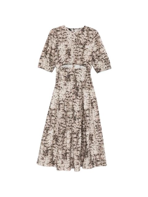 PINKO cutout animal-print midi dress - Neutrals - zdjęcie produktu nr 1