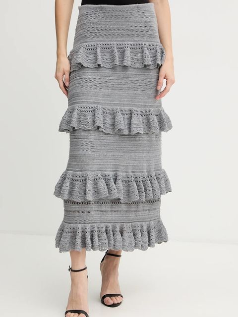 Luisa Spagnoli spódnica wełniana kolor szary midi prosta 100223 - zdjęcie produktu nr 1