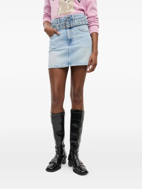 GANNI belted denim skirt - Blue