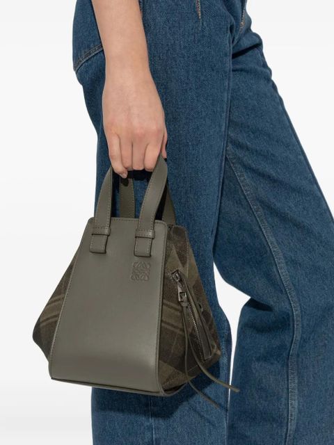 LOEWE Hammock printed-tartan tote bag - Green