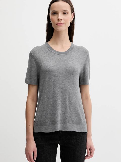 United Colors of Benetton t-shirt z jedwabiem damskie kolor szary 1ZRED10BK - zdjęcie produktu nr 1