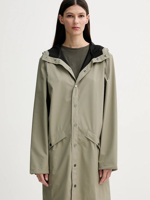 Rains kurtka Long Jacket W3 kolor zielony przejściowa 12020