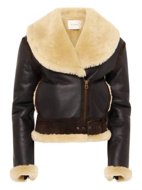 JW Anderson shearling-collar leather jacket - Brown - zdjęcie produktu nr 1