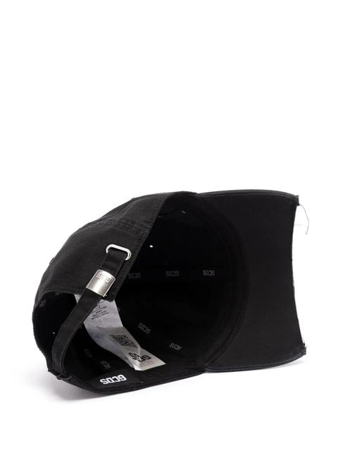 GCDS logo-embroidered frayed-edge baseball cap - Black