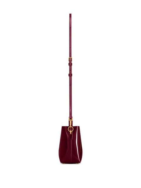 Saint Laurent mini Le 37 patent-leather bucket bag - Red