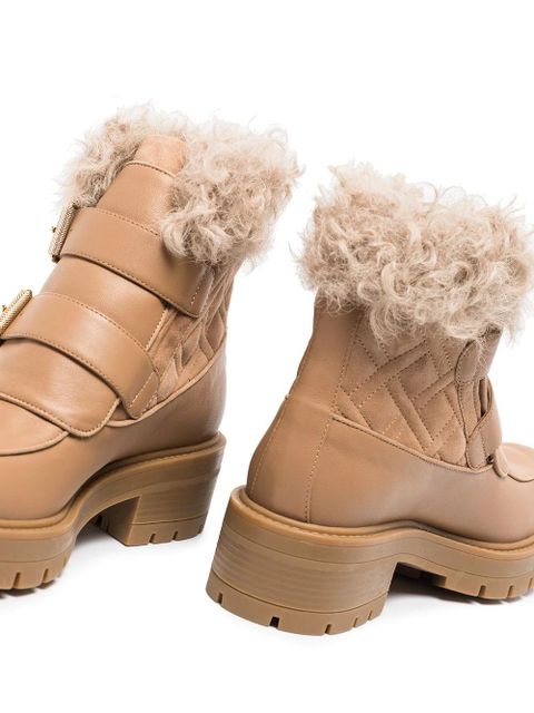 Aquazzura Ryan faux-fur buckle-strap boots - Neutrals