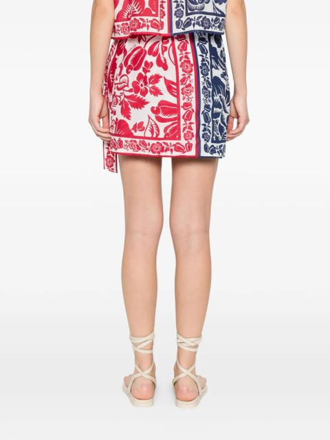 FARM Rio floral-print tie skirt - Blue