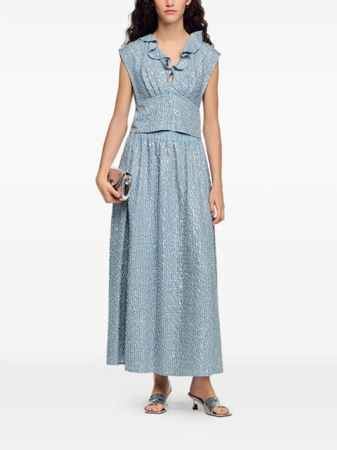SANDRO maxi striped-pattern embellished skirt - Blue - zdjęcie produktu nr 2