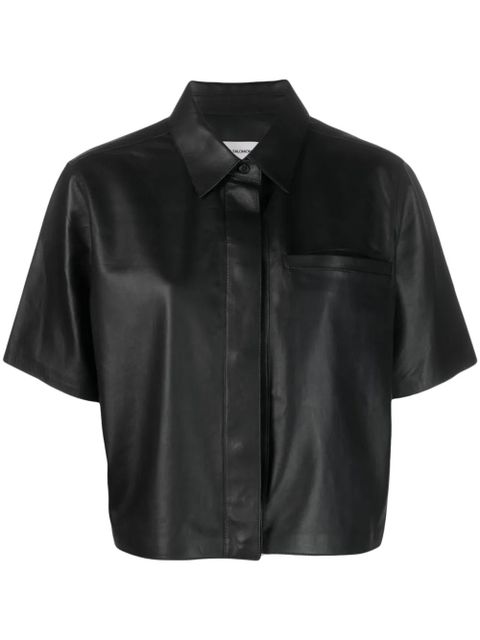 Yves Salomon short-sleeve leather shirt - Black - zdjęcie produktu nr 1