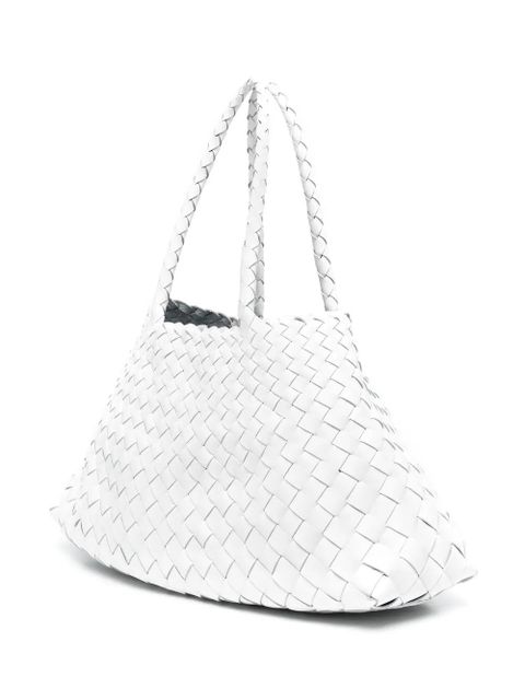 DRAGON DIFFUSION Santa Croce interwoven leather tote bag - White