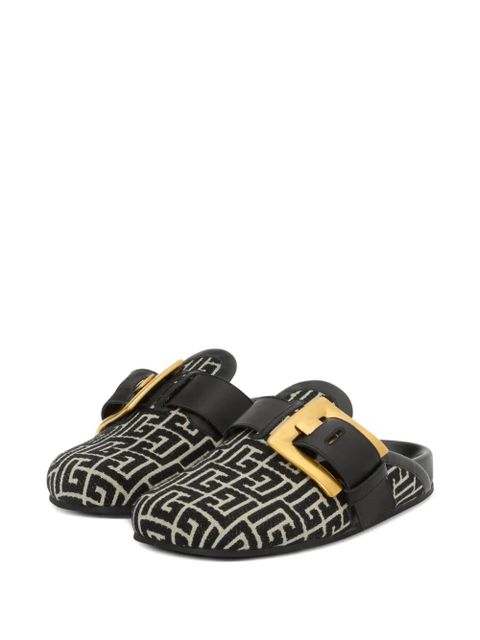Balmain monogram-pattern slippers - Black