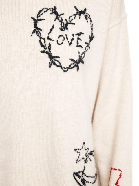 Zadig&Voltaire embroidered heart detail sweater - Neutrals