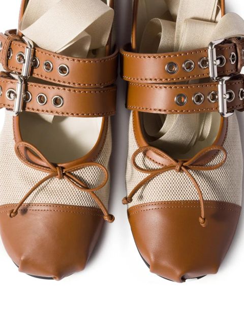 Miu Miu canvas and leather ballerinas - Neutrals