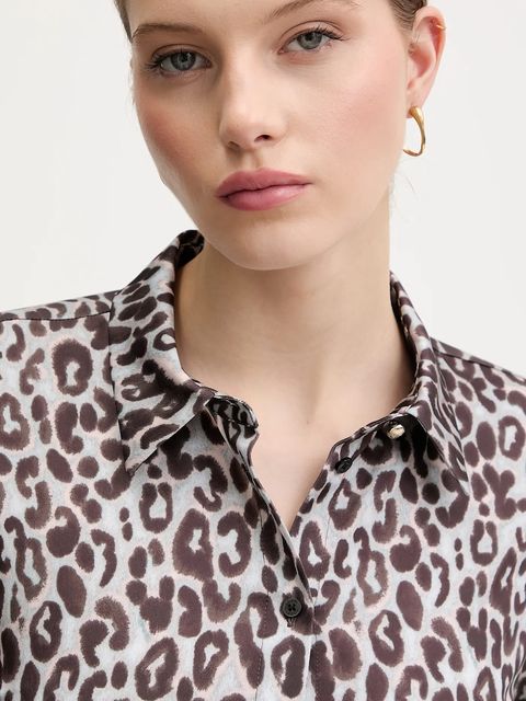 Joop! koszula damska kolor brązowy regular z kołnierzykiem klasycznym 30100849