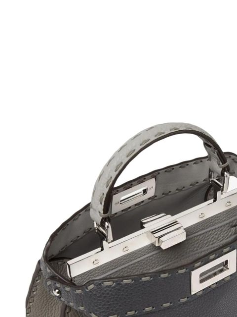 FENDI small Peekaboo ISeeU selleria stitching tote bag - Blue