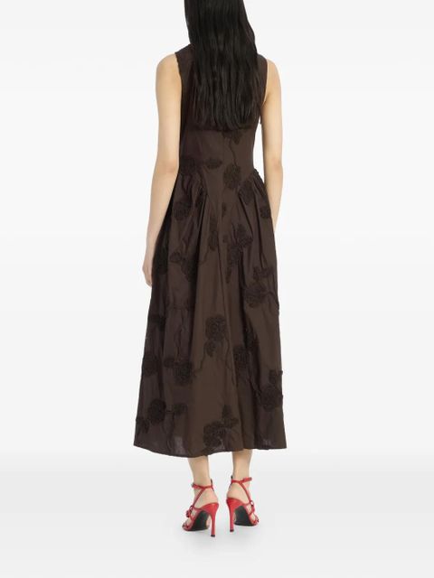ROTATE BIRGER CHRISTENSEN flower-detail midi dress - Brown