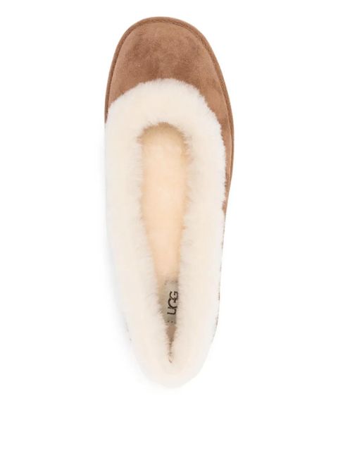 UGG fur trim flat shoes - Brown