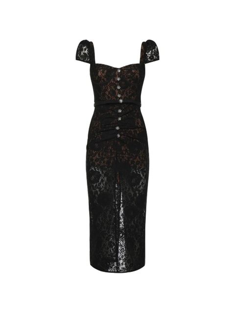 Self-Portrait lace button midi dress - Black - zdjęcie produktu nr 1