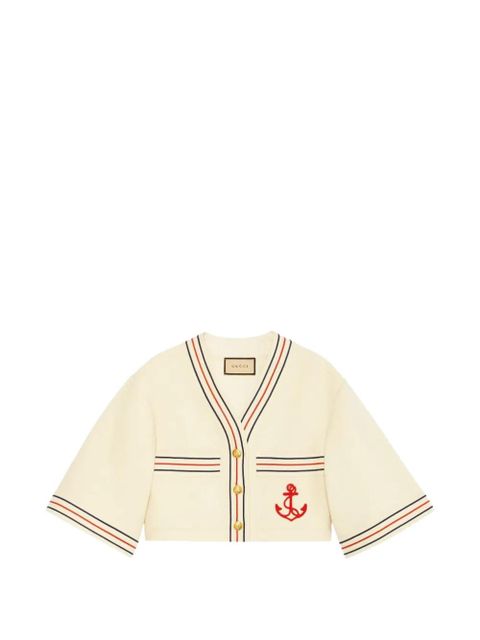 Gucci anchor-detail gauze shirt - Neutrals - zdjęcie produktu nr 1