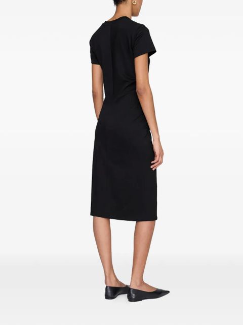 ANINE BING Vida gathered slit midi dress - Black