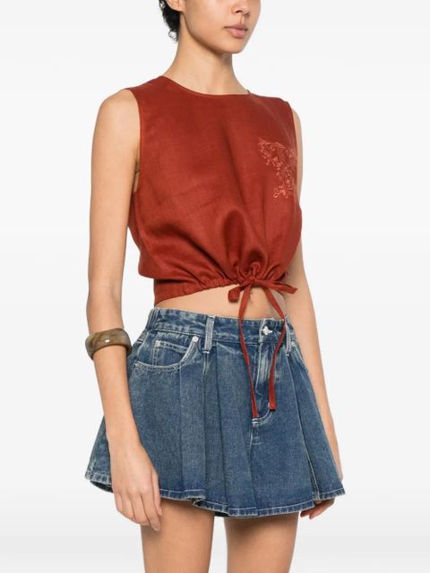 TWINSET sleeveless embroidered crop top - Brown