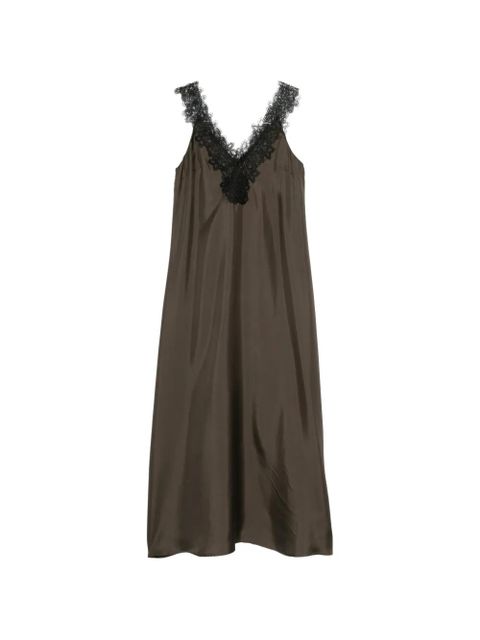 Róhe V-neck silk maxi dress - Brown - zdjęcie produktu nr 1