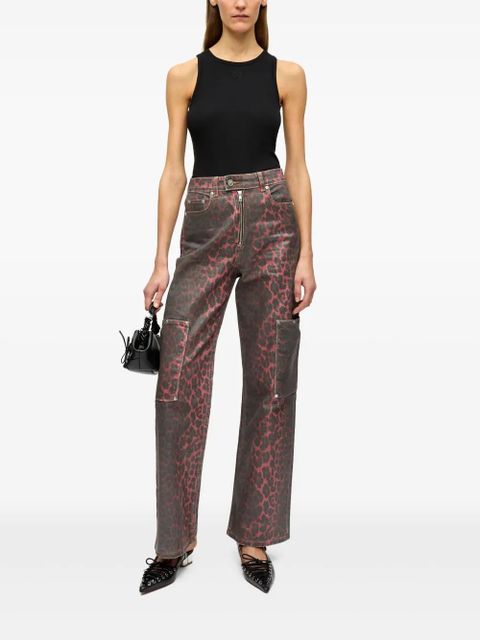 GANNI leopard-print jeans - Red