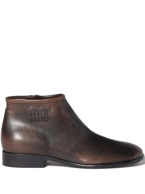 Miu Miu logo-detail leather boots - Brown - zdjęcie produktu nr 1