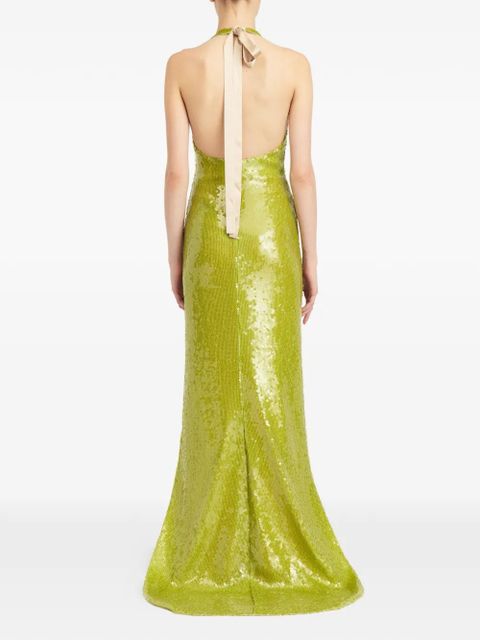 16Arlington Auden sequin halterneck maxi dress - Green