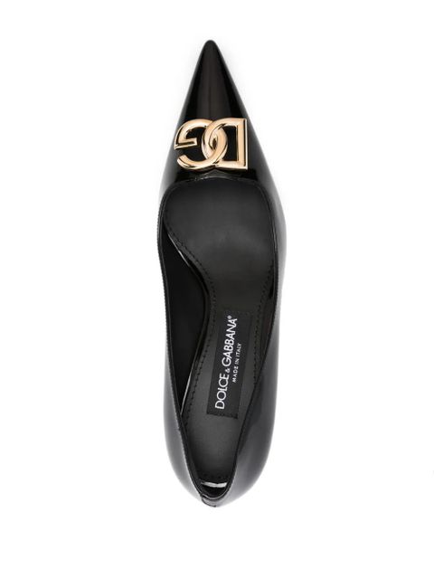 Dolce & Gabbana logo-plaque 75mm leather pumps - Black
