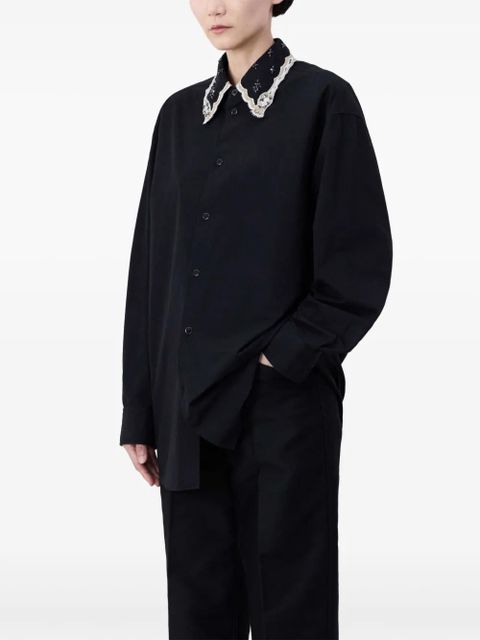 LEMAIRE embroidered collar shirt - Black