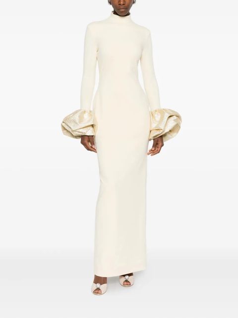 Solace London long-sleeve maxi dress - Neutrals