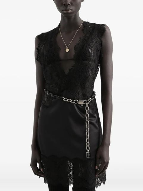 Dolce & Gabbana lace-trimmed slip mini dress - Black