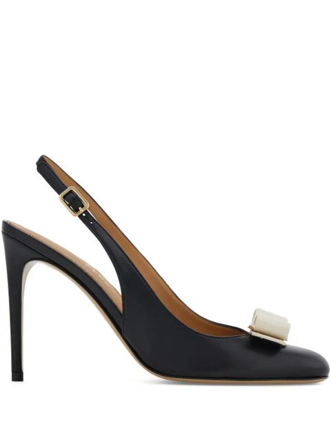 Ferragamo 90mm bow slingback pumps - Black - zdjęcie produktu nr 1