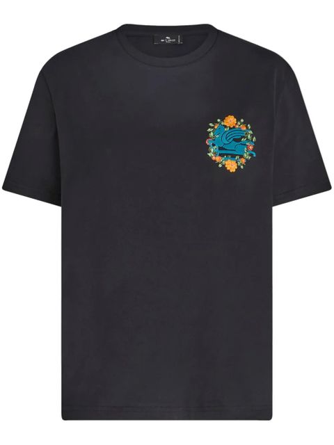 ETRO Pegaso-embroidered cotton T-shirt - Black - zdjęcie produktu nr 1