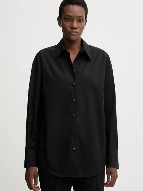 La Mania koszula bawełniana ZENITH damska kolor czarny relaxed z kołnierzykiem klasycznym ZENITH - zdjęcie produktu nr 1