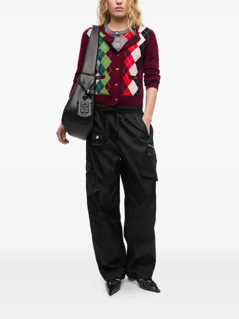 GANNI argyle-pattern cardigan - Red